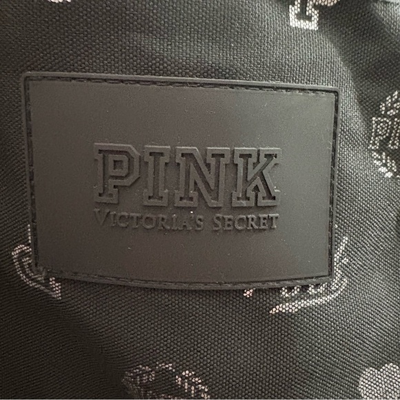 🖤VICTORIA’S SECRET🖤💕PINK💕🖤Black & Silver🩶Logo Large Canvas Tote Bag/NWT - Picture 5 of 6